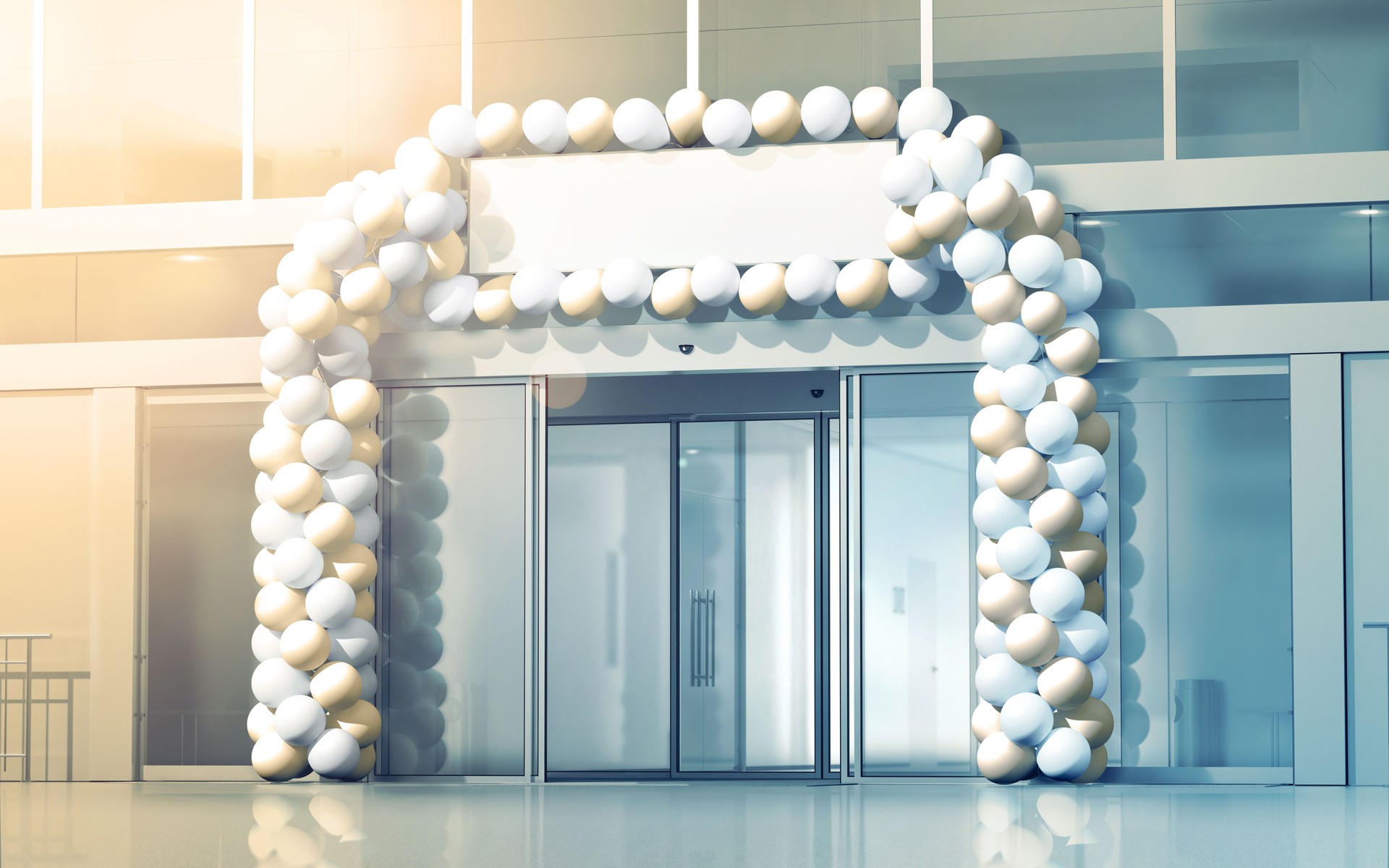 New business centre opening mockup, celebration at the entry